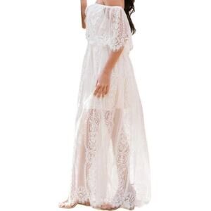 BalticBorn Caroline Lace Maxi Dress Off White Womens Size Small